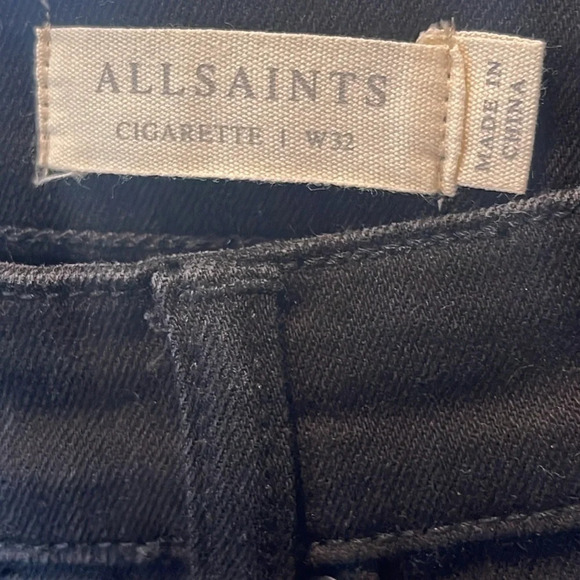 ALL Saints Damaged Cigarette Skinny  black Jeans size 32/31 - Picture 4 of 12